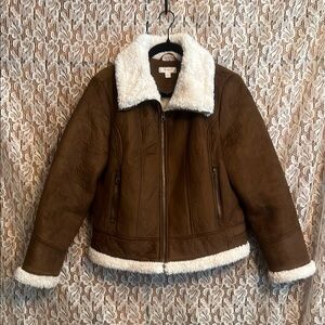 Dressbarn Brown and White Teddy Jacket Cozy Winter Essential